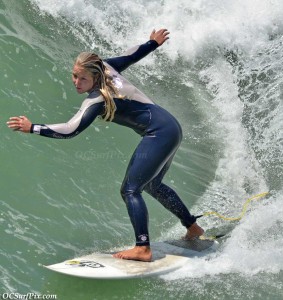 female surfer at huntington beach